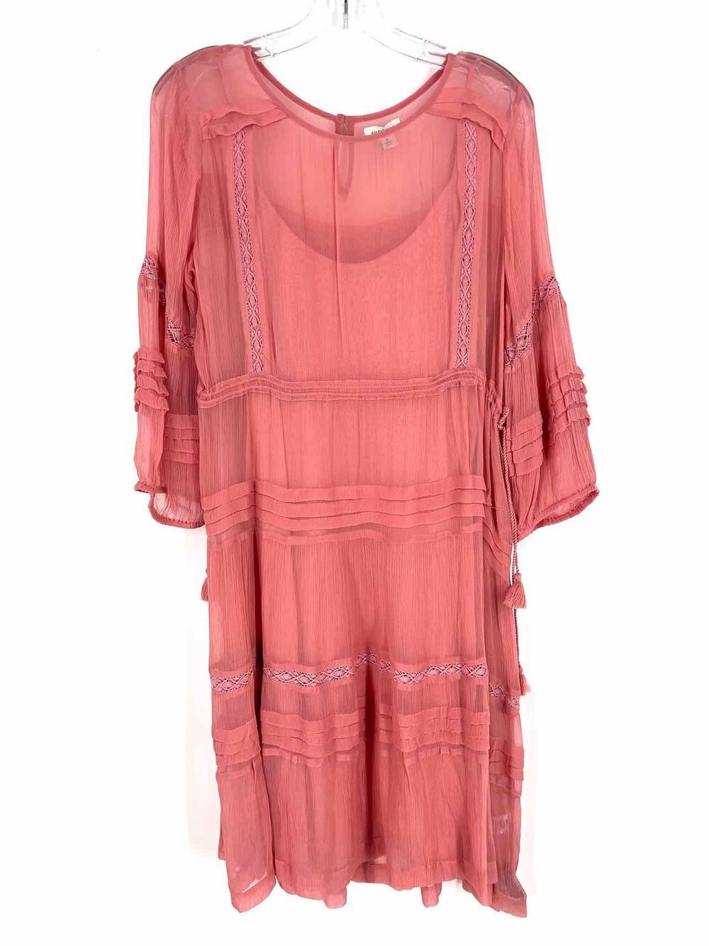 Sundance Size S Pink Lace Pintucked Designer Dress